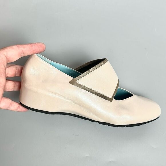 Thierry Rabotin Abra Mary Jane Shoes Leather low Wedge Off White EUR 41 US 10,5 - Picture 2 of 14